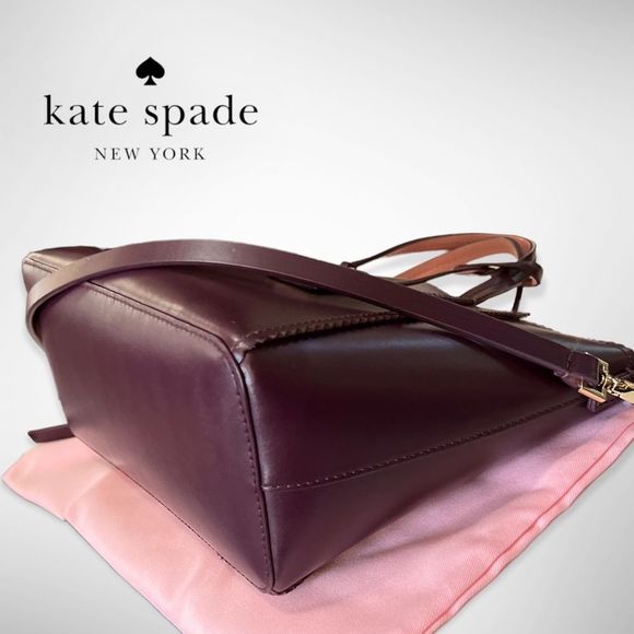 New Kate Spade Turner Road Small Loryn Satchel Crossbody Deep Plum & Pink $348 - Picture 10 of 16